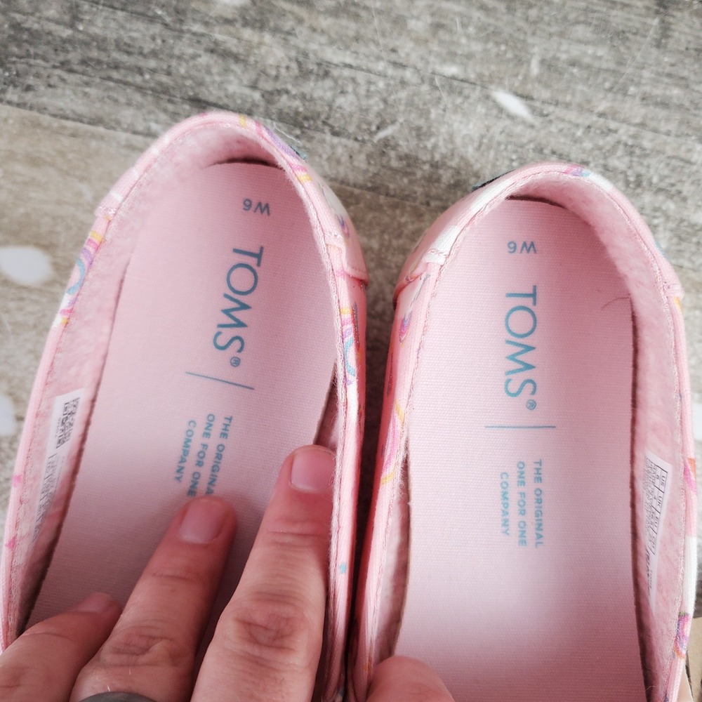 Toms Alpargata Womens Shoes Sz 6 Pink Almond Blossom Unicorn Print Slip On Flats - Picture 4 of 14